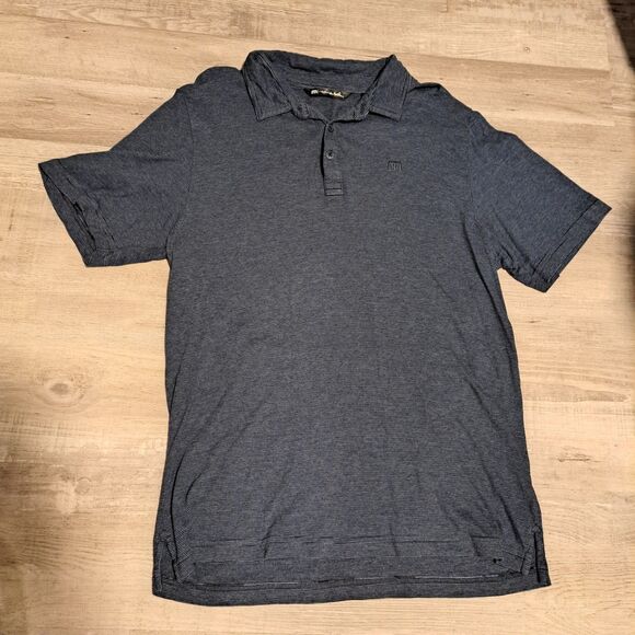 Travis Mathew Polo Shirt Mens Medium Blue Golf Performance Stretch Striped - Picture 1 of 9